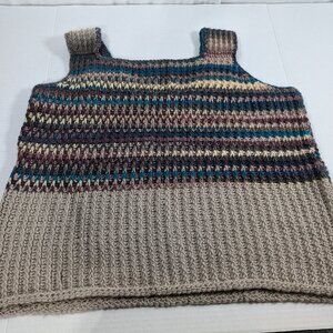 Handmade Gorgeous Rainbow Tank Sweater size Large Knit